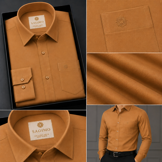 SAGIMO Golden Copper Slim Fit Shirt – Smart Elegance™