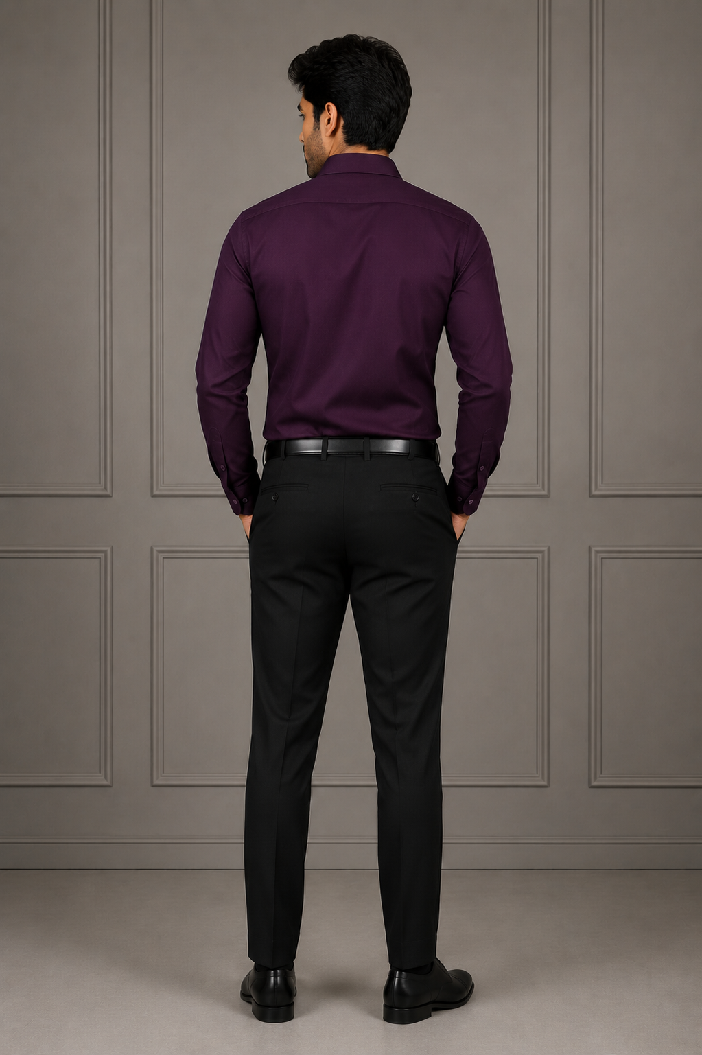 SAGIMO Midnight Plum Slim Fit Shirt – Smart Elegance™