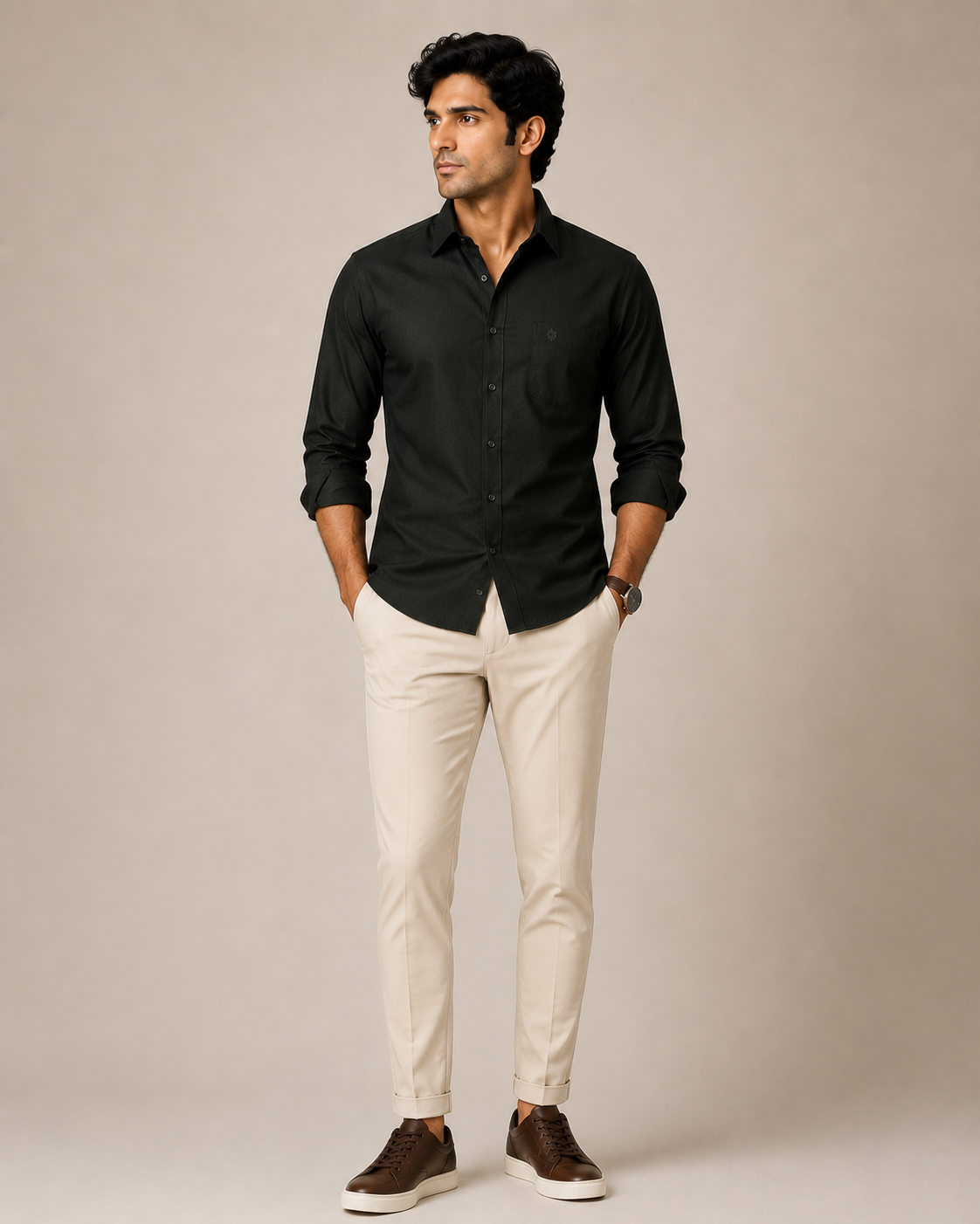 SAGIMO Shadow Olive Slim Fit Shirt – Smart Elegance™