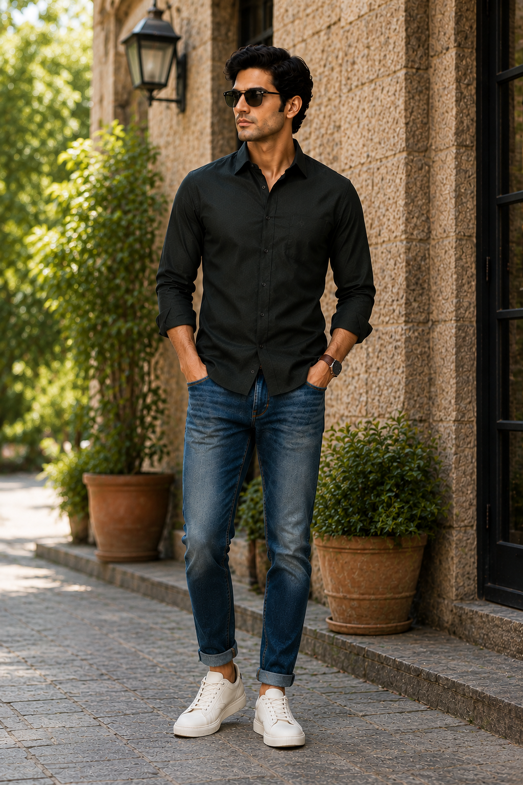 SAGIMO Shadow Olive Slim Fit Shirt – Smart Elegance™
