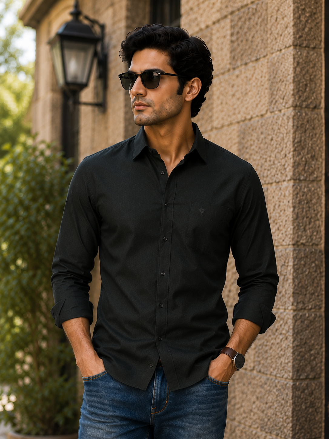 SAGIMO Shadow Olive Slim Fit Shirt – Smart Elegance™