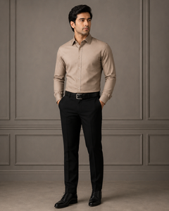 SAGIMO Mushroom Beige  Slim Fit Shirt – Smart Elegance™