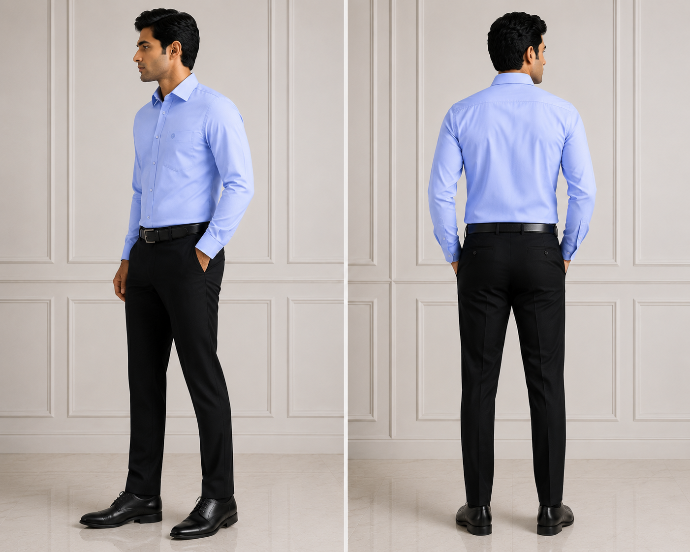 SAGIMO Blue Bell Solid Slim Fit Formal Shirt | Premium 30's Twill