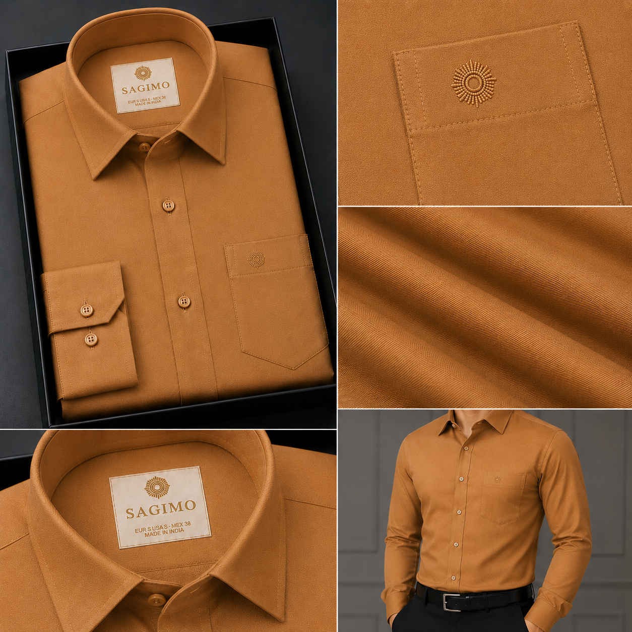 SAGIMO Golden Copper Slim Fit Shirt – Smart Elegance™