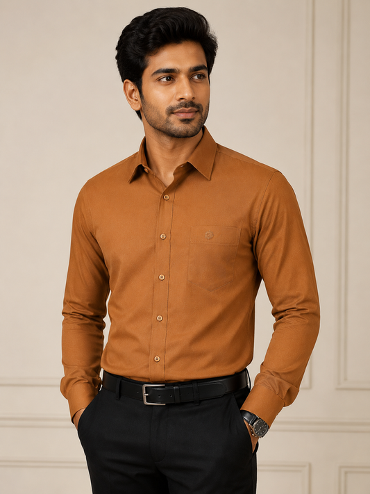 SAGIMO Golden Copper Slim Fit Shirt – Smart Elegance™