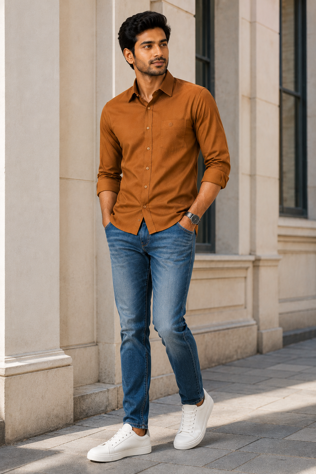 SAGIMO Golden Copper Slim Fit Shirt – Smart Elegance™