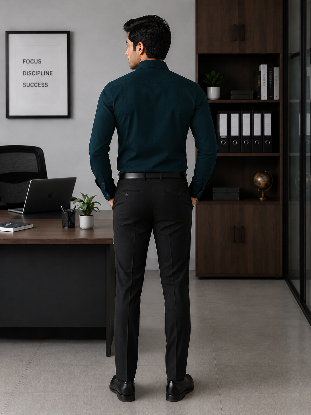 SAGIMO Deep Teal Slim Fit Shirt – Smart Elegance™