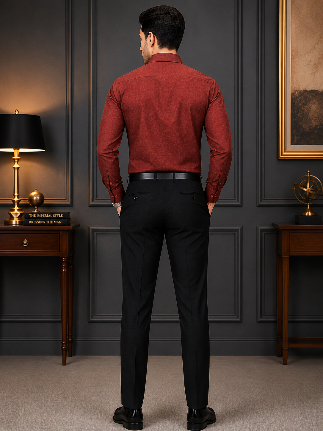 SAGIMO Mahogany Red Slim Fit Shirt – Smart Elegance™