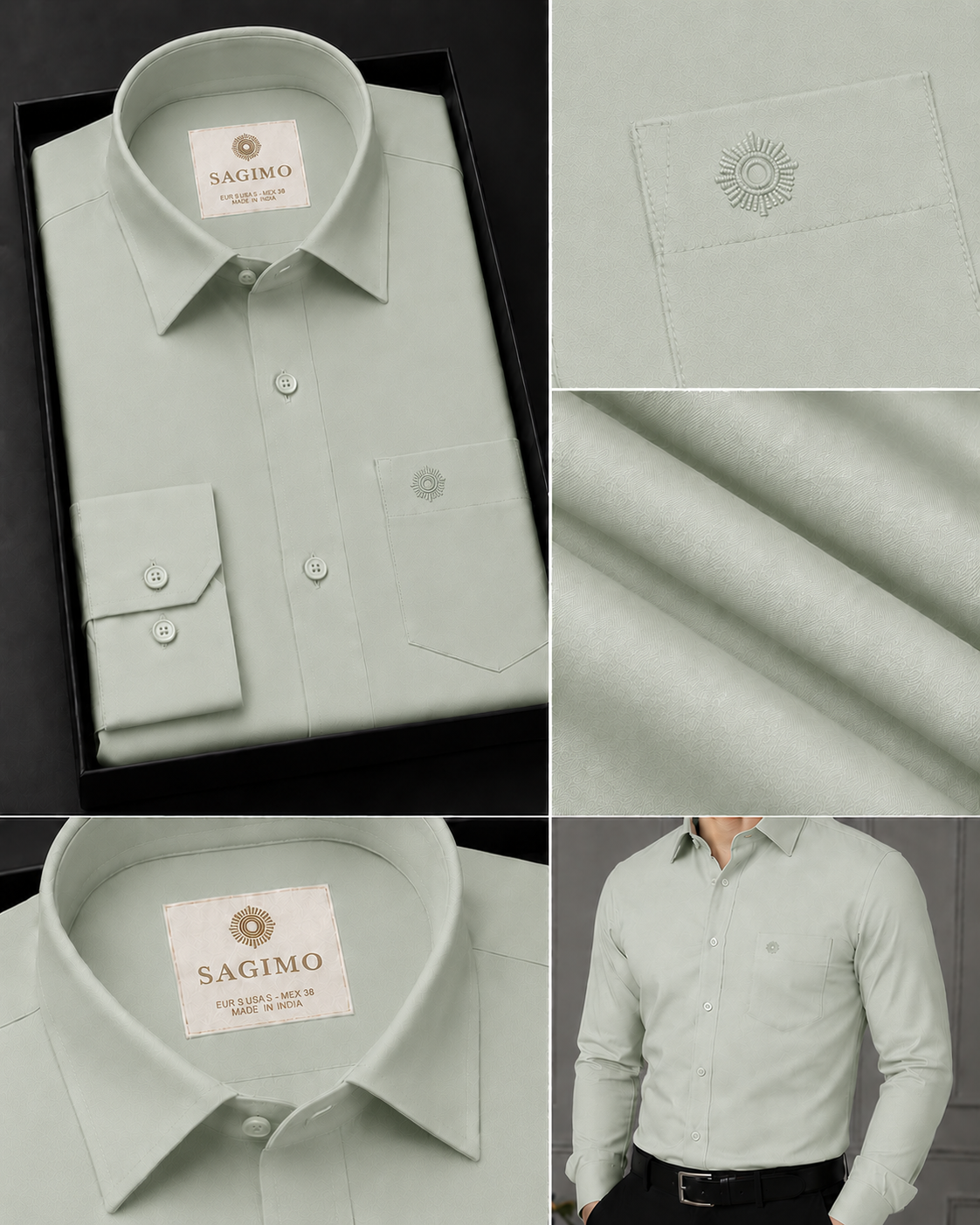 SAGIMO Sage Green Slim Fit Shirt – Smart Elegance™