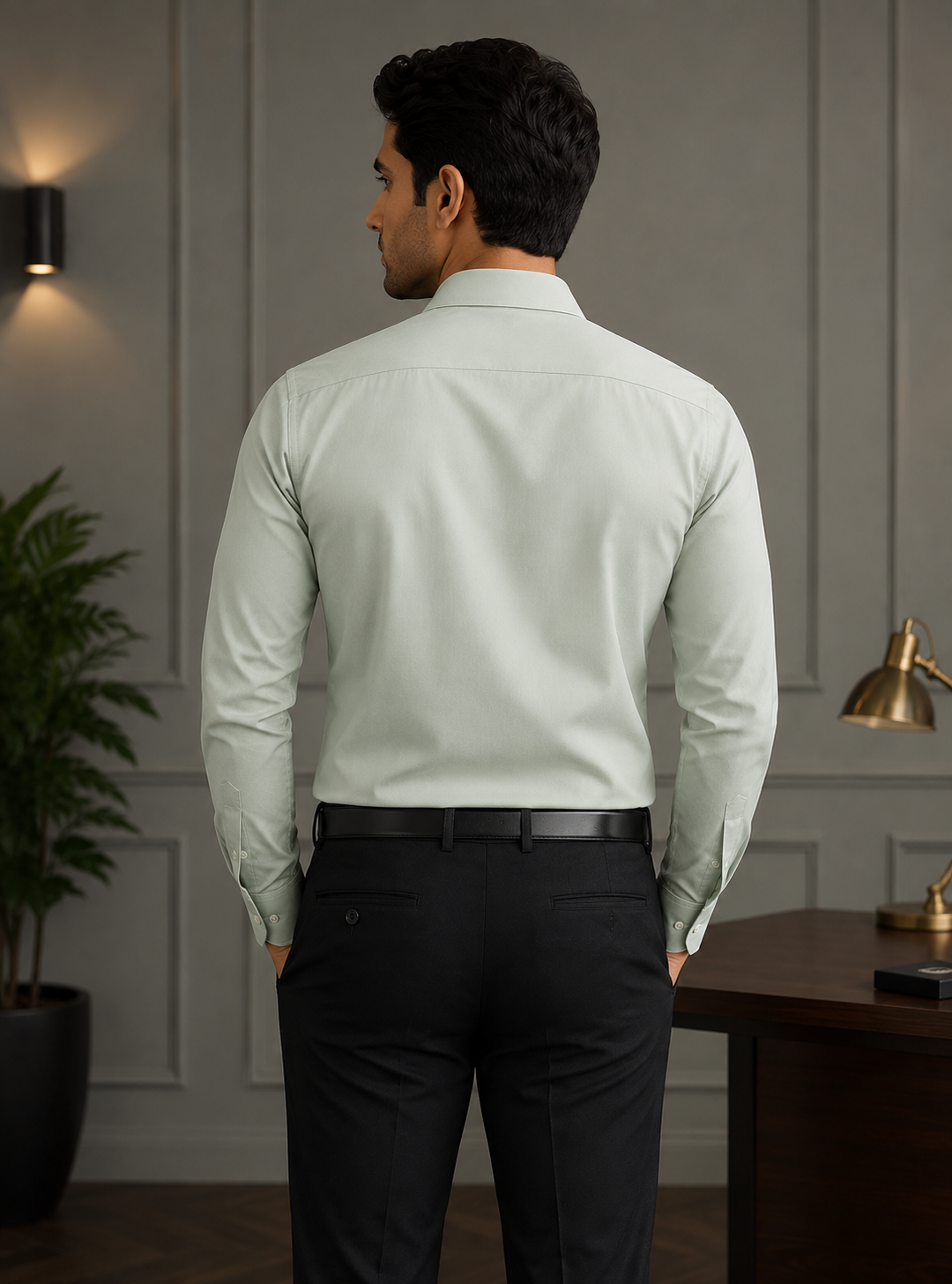 SAGIMO Sage Green Slim Fit Shirt – Smart Elegance™