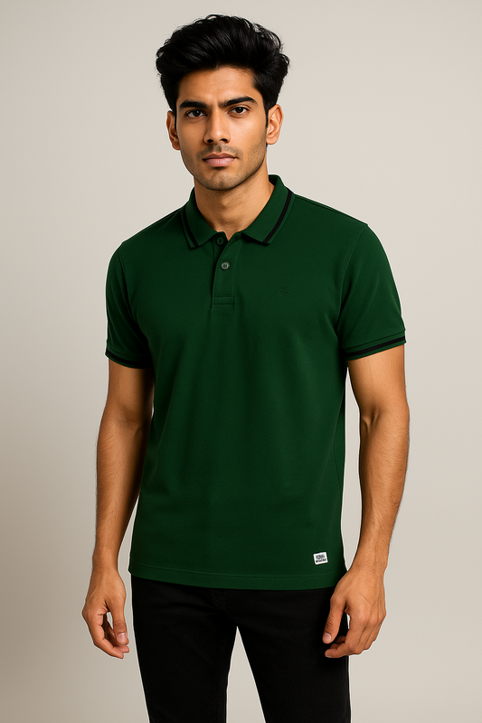 MossGreen Slim Fit Polo T-Shirt