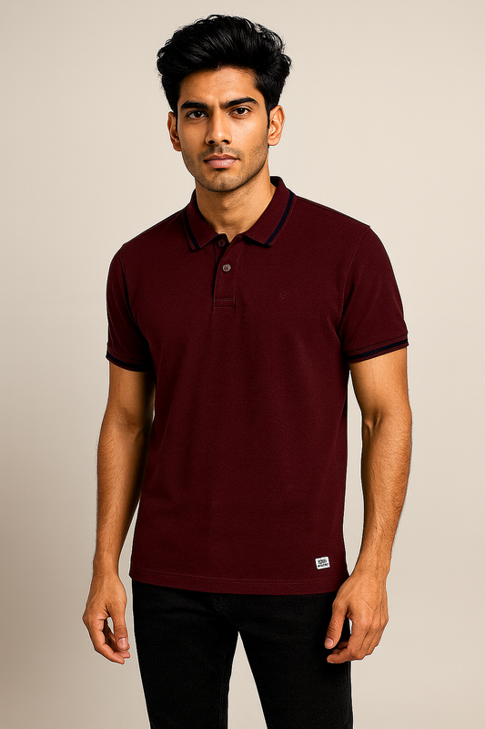 Maroon Slim Fit Polo T-Shirt
