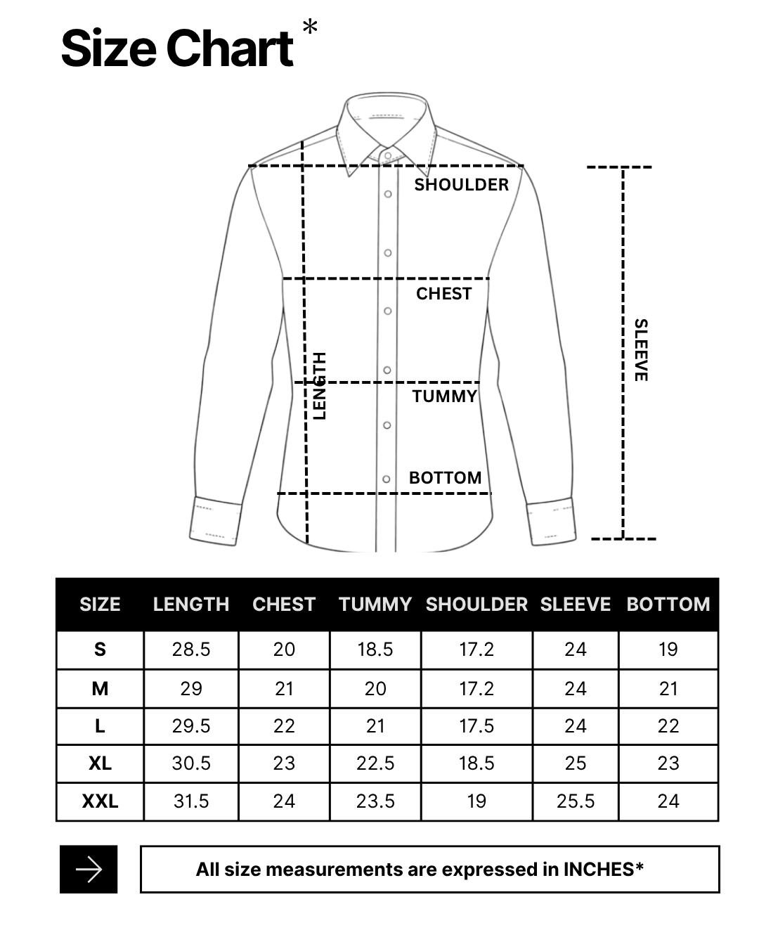 SAGIMO Blue Bell Solid Slim Fit Smart Elegance Shirt | Premium 30's Twill size chart
