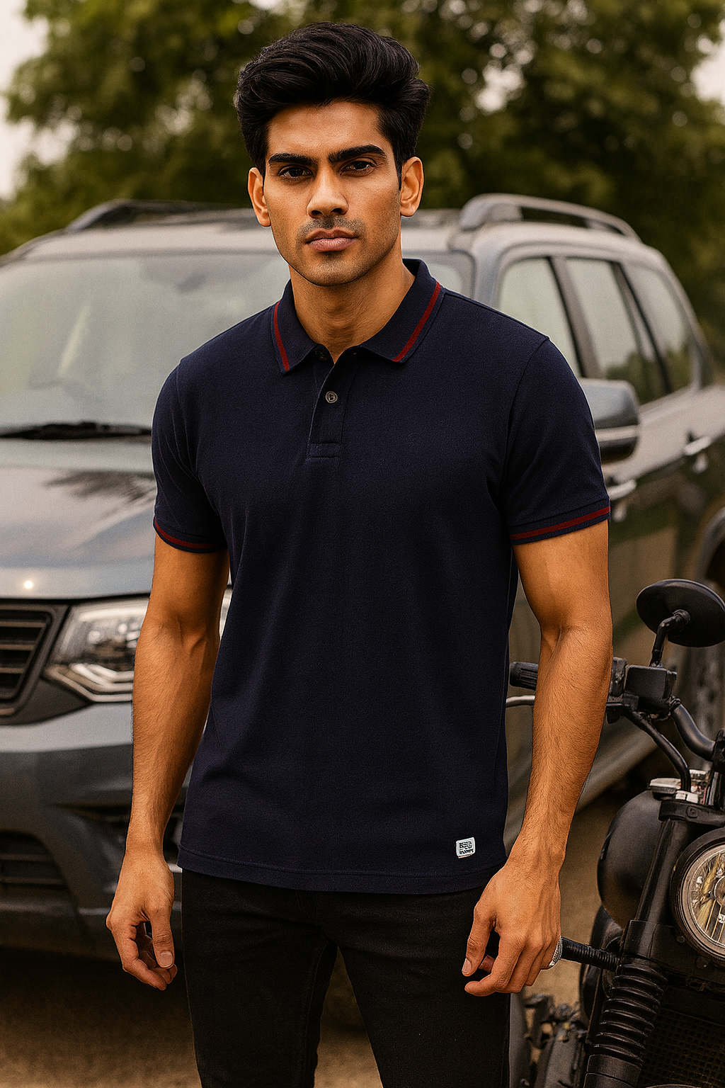 Navy Slim Fit Polo T-Shirt