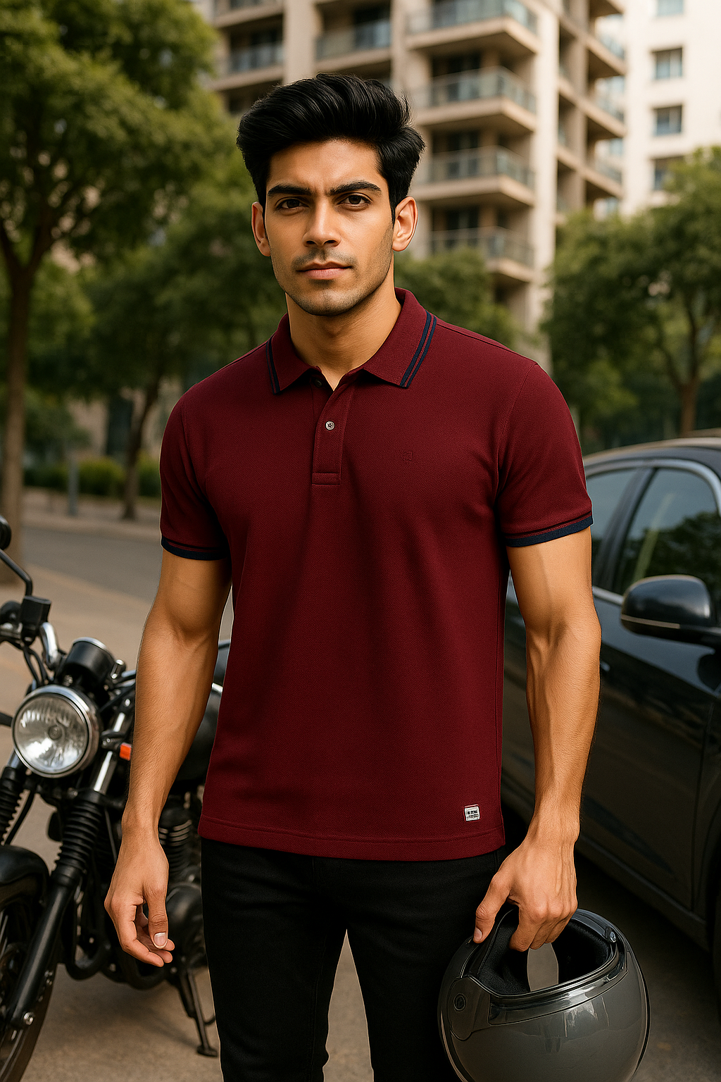 Maroon Slim Fit Polo T-Shirt